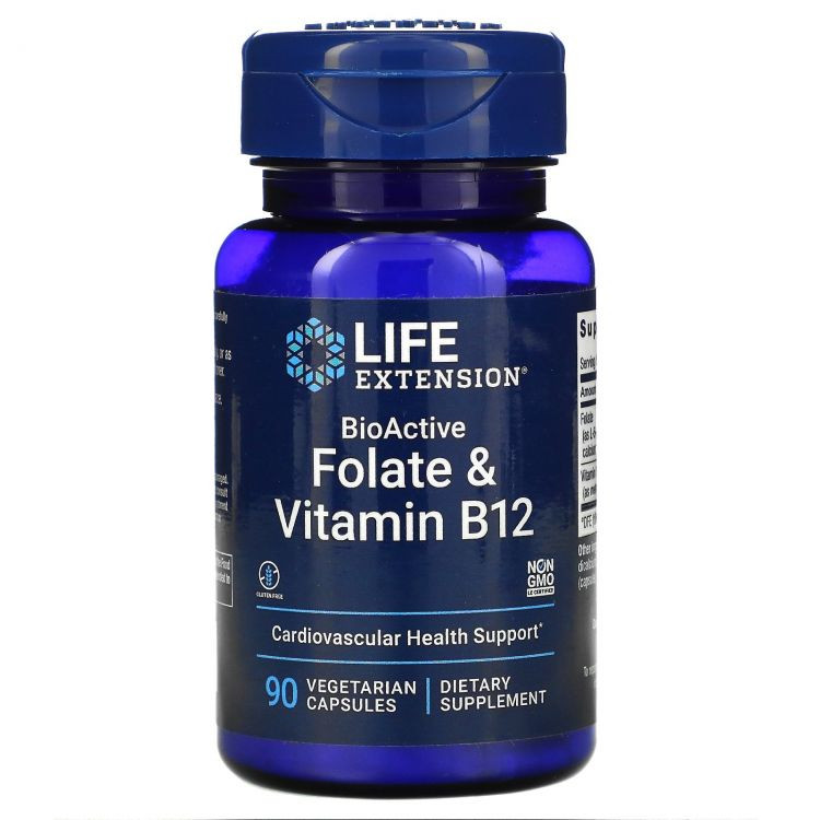 LIFE EXTENSION BioActive Folate & Vitamin B-12 (90 вег.кап.)