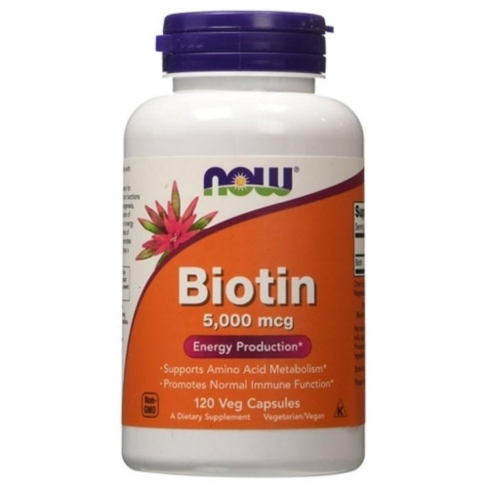 Витамин NOW Biotin 5000 mсg (120кап.)