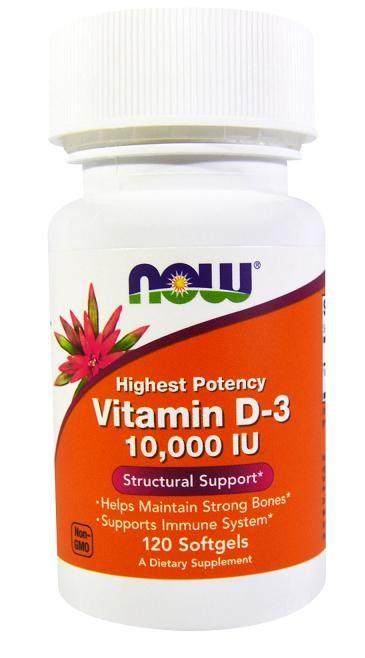 Отдельные витамины NOW Vitamin D-3 10000 (120 капсул)