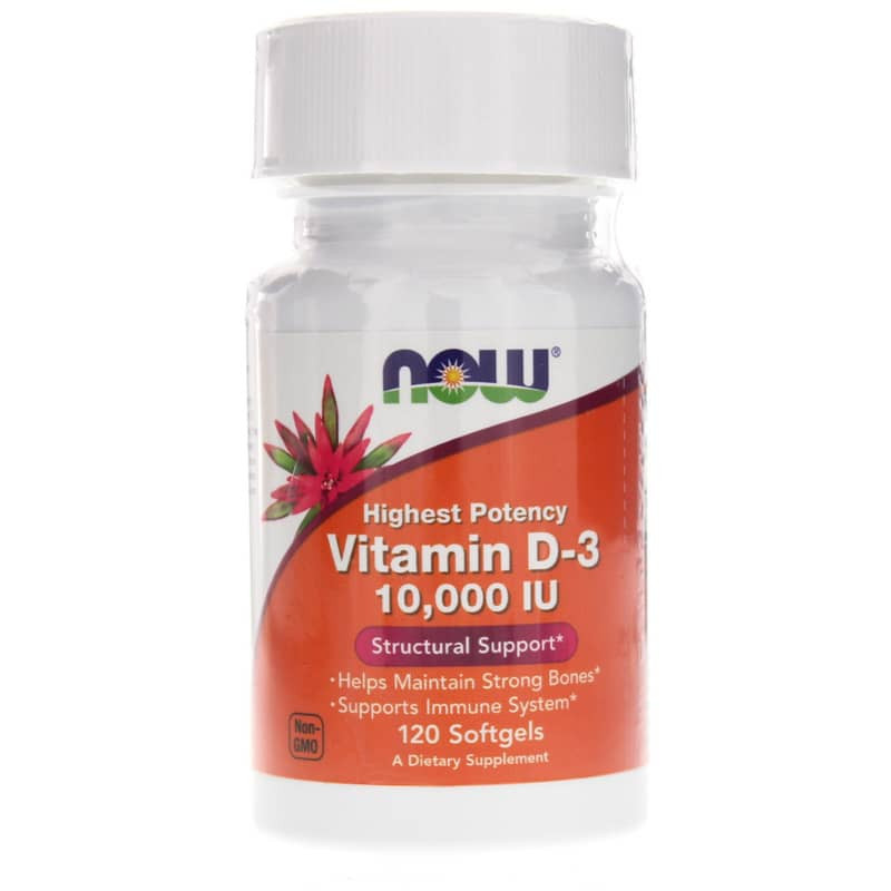 Отдельные витамины NOW Vitamin D-3 10000 (120 капсул)