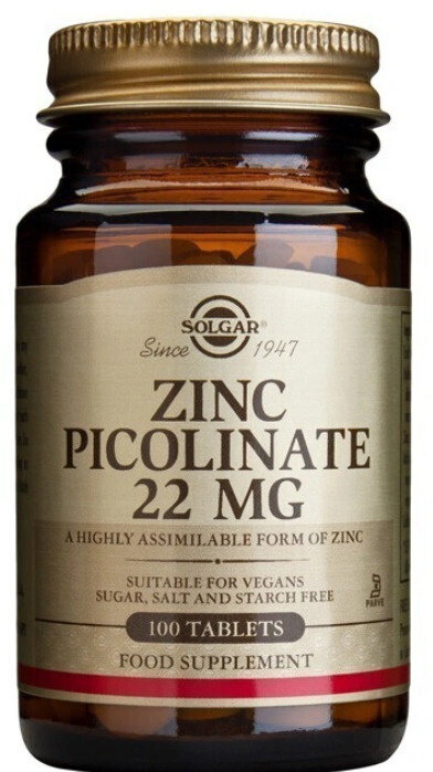 SOLGAR Zinc Picolinate 22mg  (100таб.)