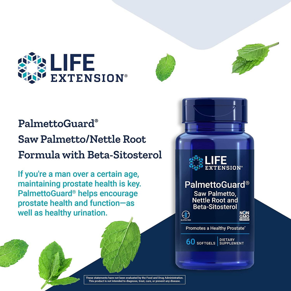 LIFE EXTENSION PalmettoGuard Saw Palmetto, Nettle Root and Beta-Sitosterol (60 кап.)