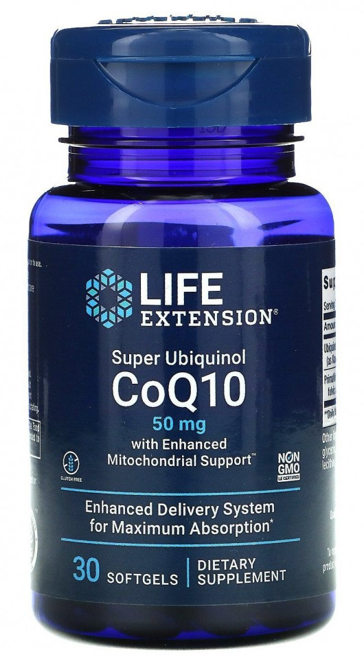 LIFE EXTENSION Super Ubiquinol CoQ10 with Enhanced Mitochondrial Support 50mg (30 кап.)
