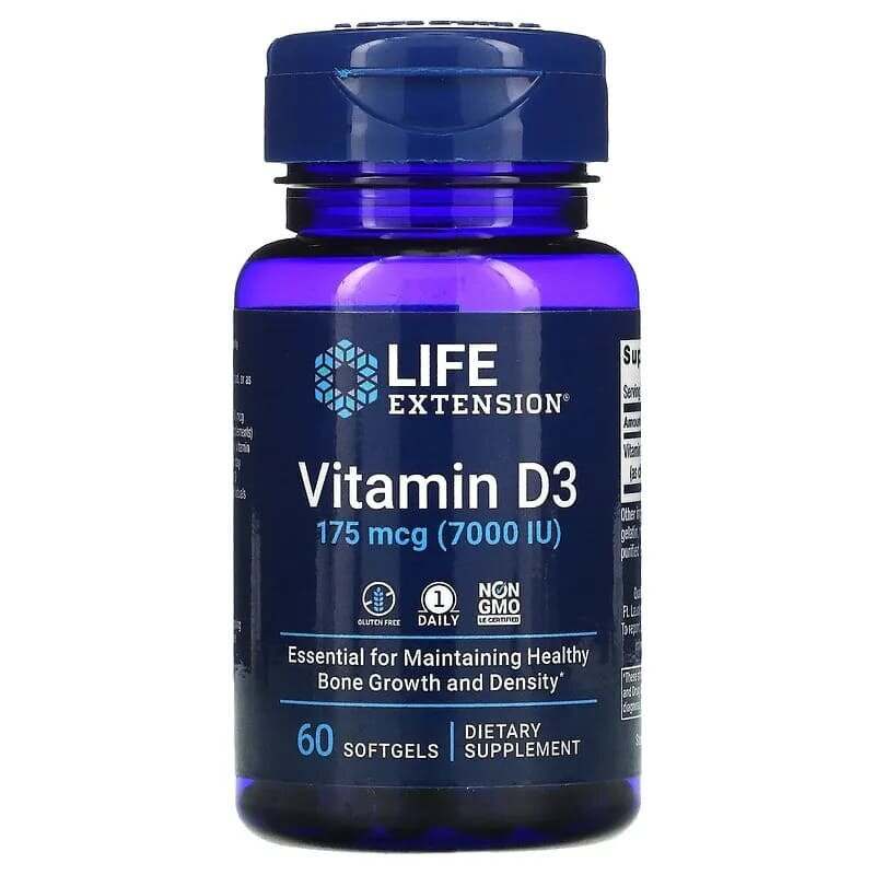 LIFE EXTENSION Vitamin D3 175 mcg 7000 IU (60 кап.)