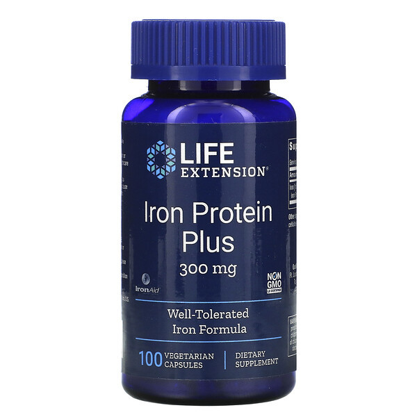 LIFE EXTENSION Iron Protein Plus 300mg (100 вег.кап.)